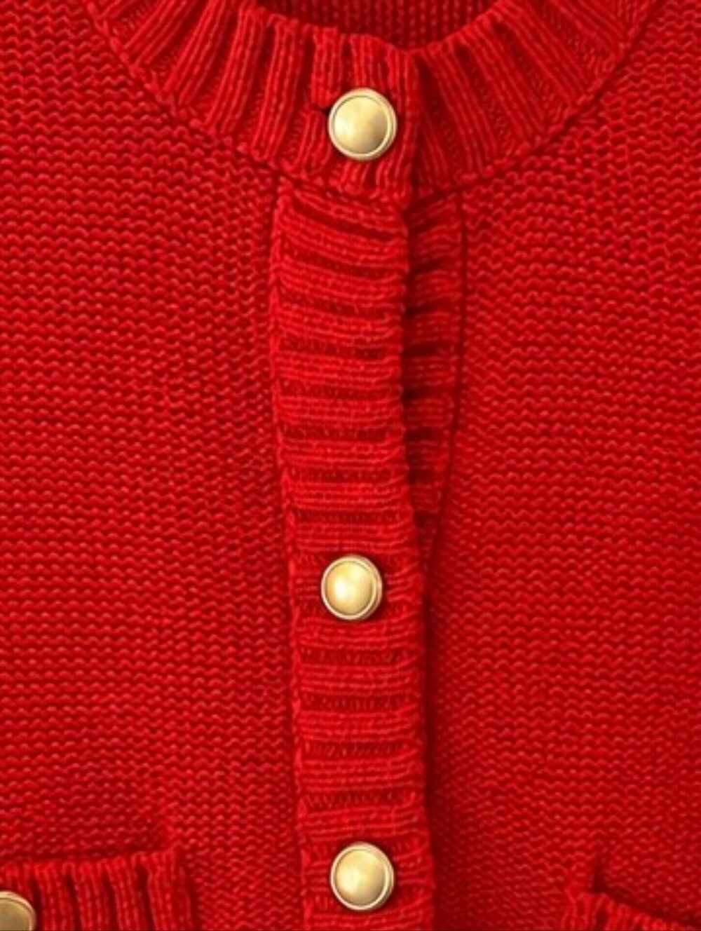 Zara Red Cropped Cardigan with Gold Buttons Preppy Classic - Picture 5 of 7